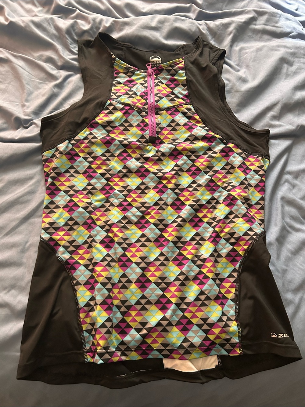 Zoot Women’s Geometric Pattern Cycling Jersey - Black, Pink, Aqua & Yellow